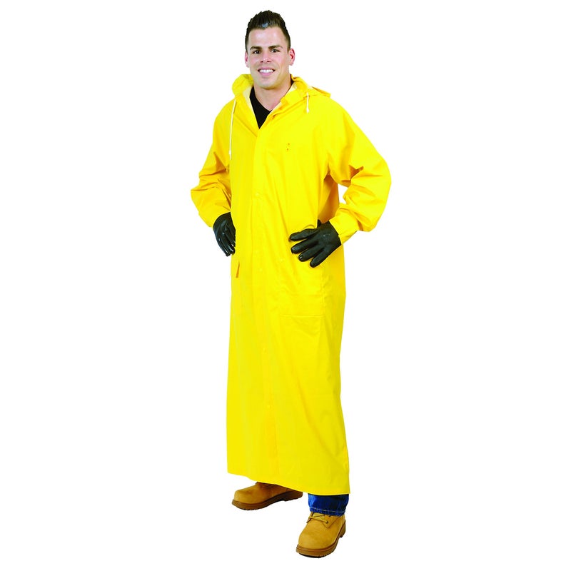 Galeton 12560-XXL-YW Repel Rainwear 0.35 mm PVC 60"" Raincoat for More Coverage, 2XL, Yellow